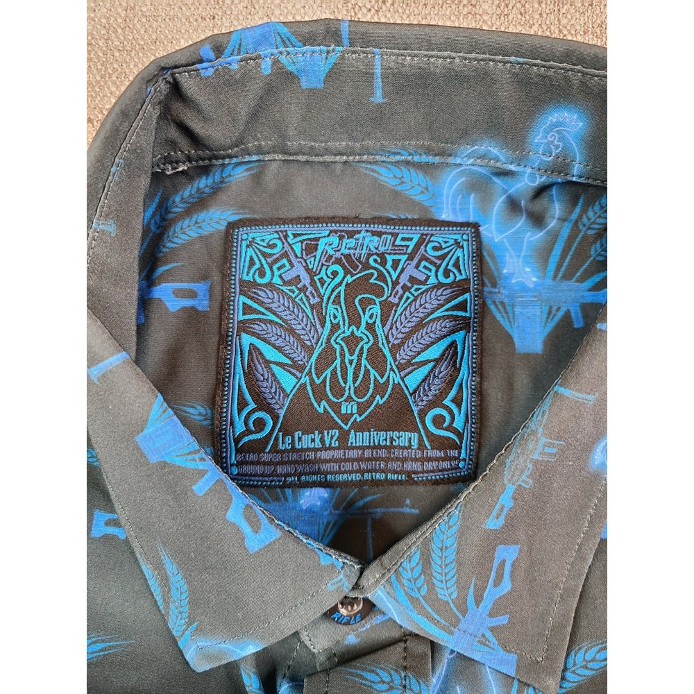 Retro Rifle Shirt Mens M V2 Anniversary Rooster Performance Stretch - Picture 6 of 7